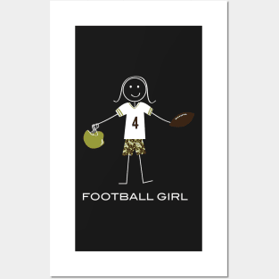 Funny Football Girl Stick Figure Football Player Posters and Art